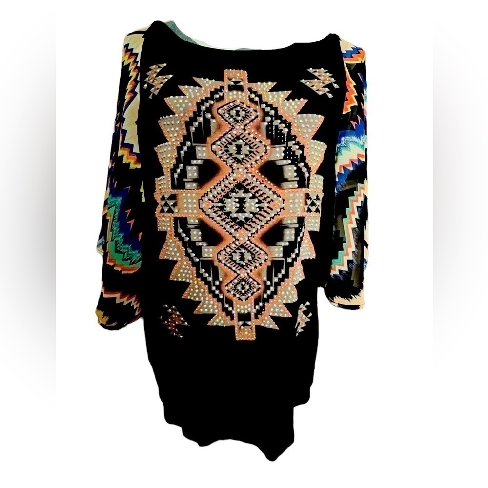UMGEE Wester Bling Top Size Round Neck Short Peasant Sleeve Oversized